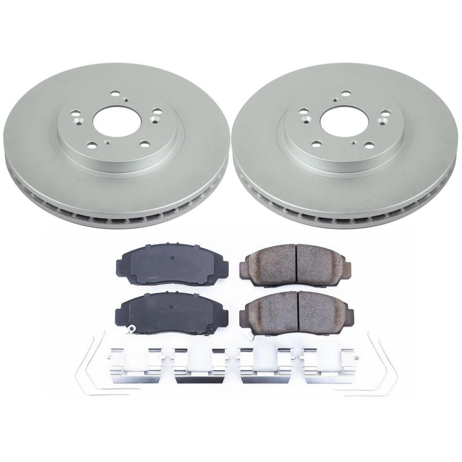 Power Stop Coated Brake Rotor & Ceramic Brake Pads CRK5392- front For Acura TSX 2011-2014, Honda Accord 2011-2012 [Model Specific]