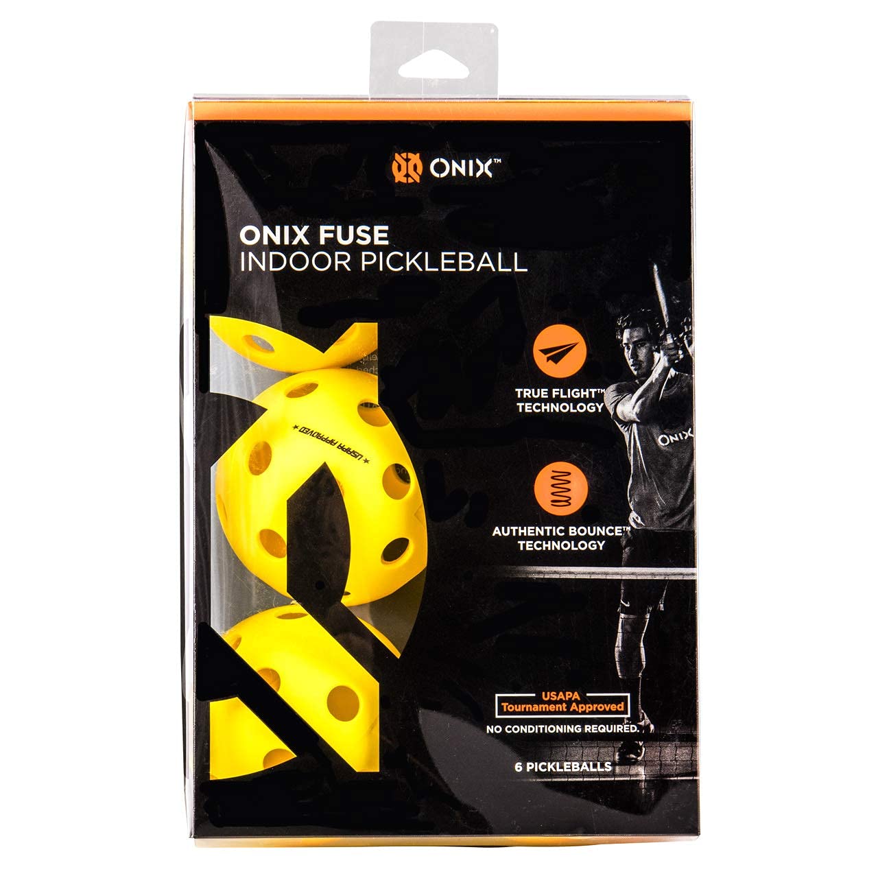 Onix Escalade Fuse Indoor Pickleballs, Yellow (pack of 6)