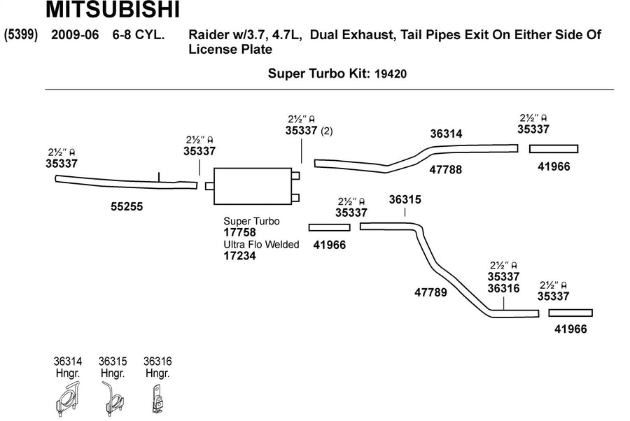 Exhaust Tail Pipe Dynomax 47789 for Dodge Dakota
