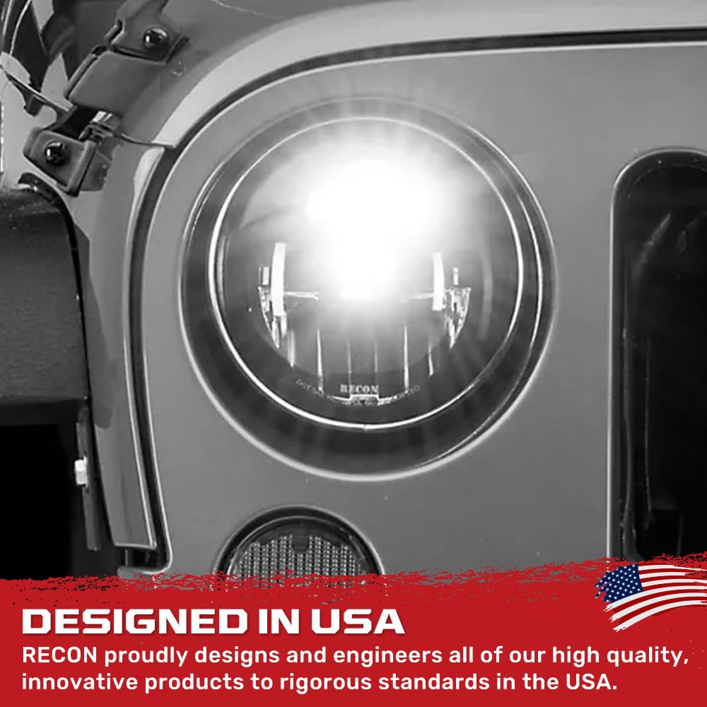 RECON - Premium Ultra Bright CREE LED Projector Headlights Fits 07-18 JK Wrangler 32W LED Low / 39W LED High Beam - (SMOKED LENS)