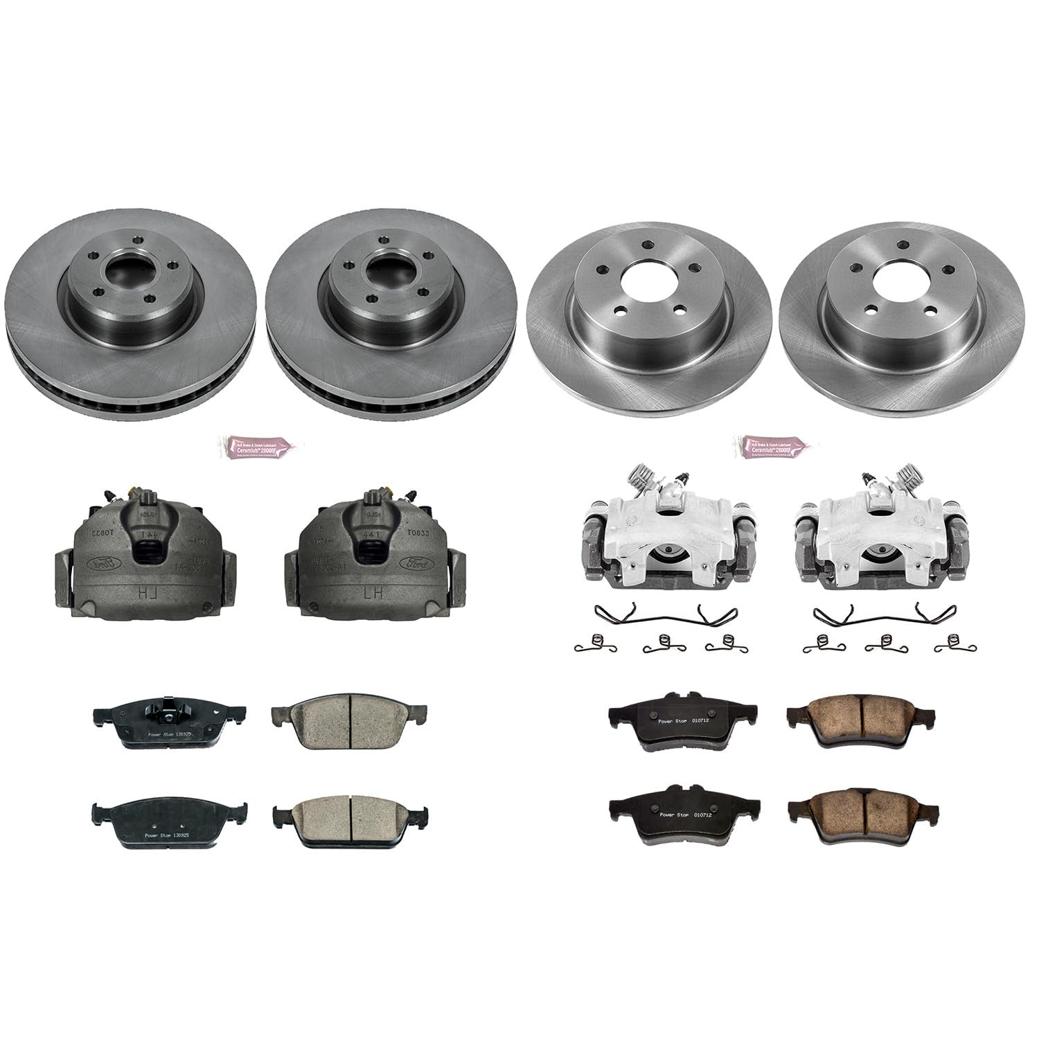 Power Stop Autospeciality KCOE6478 Replacement Front and Rear Caliper Kit- OE Rotors, Ceramic Brake Pads, Calipers