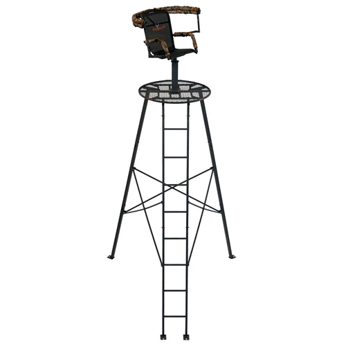 Apex Tripod Stand Big Game, 1 Person Deer Hunting Climbing Ladder Stand with Rotating Seat and Shooting Rail, 12.5'