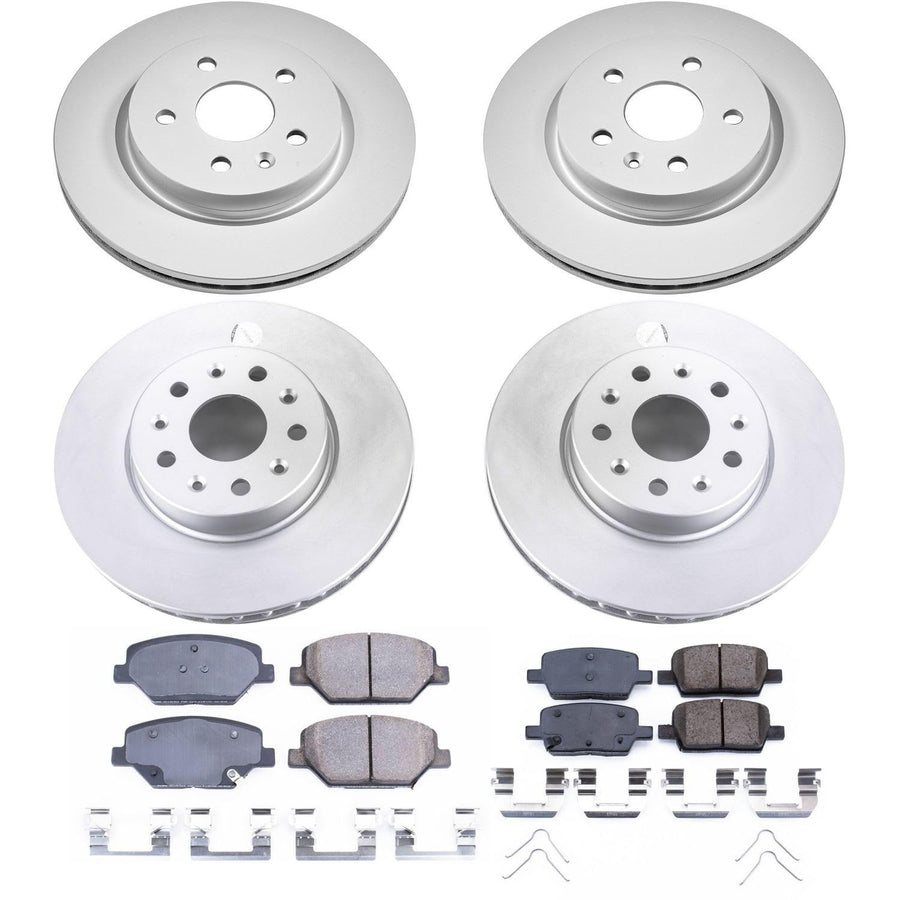 Power Stop Coated Brake Rotor and Ceramic Brake Pads CRK7296- Front & Rear For Chevrolet Camaro 2016-2021 [Model Specific]