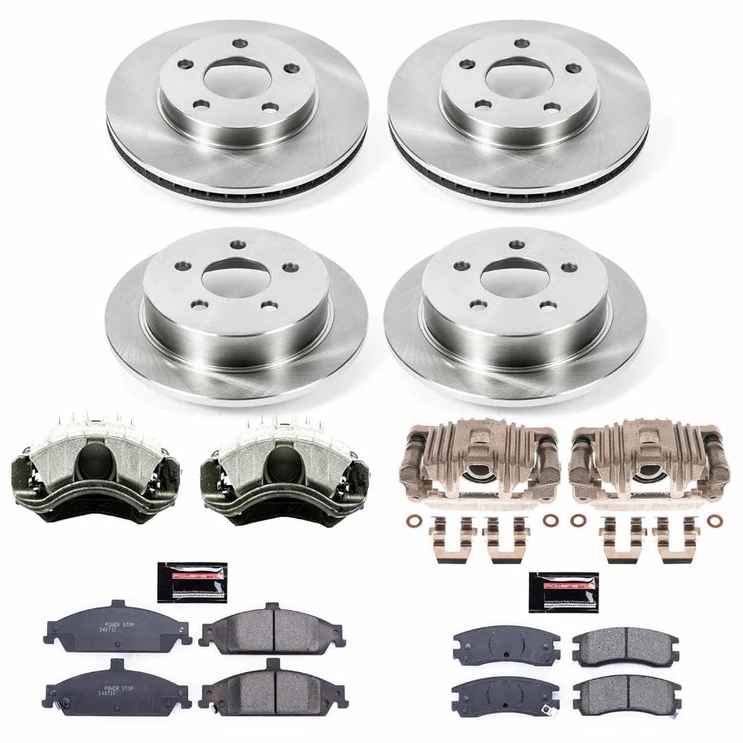Power Stop Autospecialty Replacement Front and Rear Caliper Kit-Rotors, Brake Pads, Ceramic Calipers For Oldsmobile Alero 1999-2004, Pontiac Grand Am 1999-2005 [Model Specific]