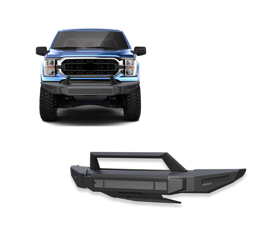 Heavy Duty Black Horse Armour II Modular Front Bumper Matte Black Compatible with 2021-2023 Ford F-150 (Excl. 2022-2023 F150 Lightning EV)-AFB-F121