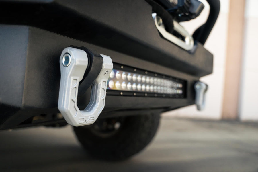 Offroad DV8 Elite Series D-Ring Shackles | Pair | 8 Ton Working Load Limit | (4) ⅛” & (4) 3/16” Isolators Included | 1&1/16” Thick Forged Steel D-Ring (Gray)