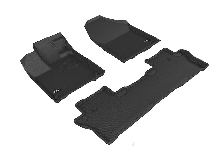 3D MAXpider Kagu Custom Fit Floor Mat (Black) Compatible with Honda Passport 2019-2025 / Pilot 2016-2022 - R1 R2