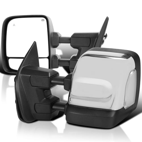Spec-D Tuning Heated Chrome Power Towing Mirrors w/LED Signal, Blind Spot Sensor, Memory Function Compatible with 2016-2022 Nissan Titan, Left + Right Pair