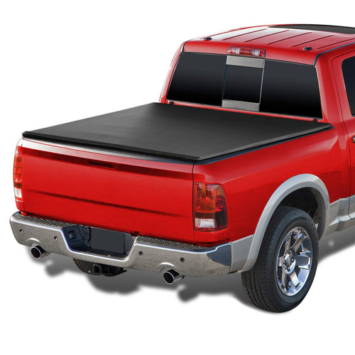 Soft Quad Fold Tonneau Cover Spec-D Tuning Compatible with 2009-2018 Dodge Ram 1500 2019-2024 Dodge Ram 1500 Classic Fleetside 67", 5.5FT Short Bed
