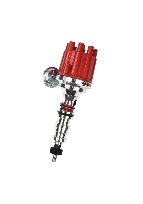 Pertronix Flame-Thrower D133701 Plug and Play Vacuum Advance Red Cap Billet Electronic Distributor with Ignitor II Technology for Ford FE 352-428