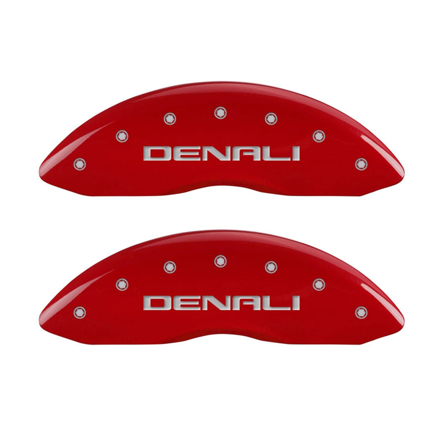 MGP 'DENALI' Caliper Covers 34004SDNLRD Engraved Caliper Cover with Red Powder Coat Finish and Silver Characters, (Set of 4)