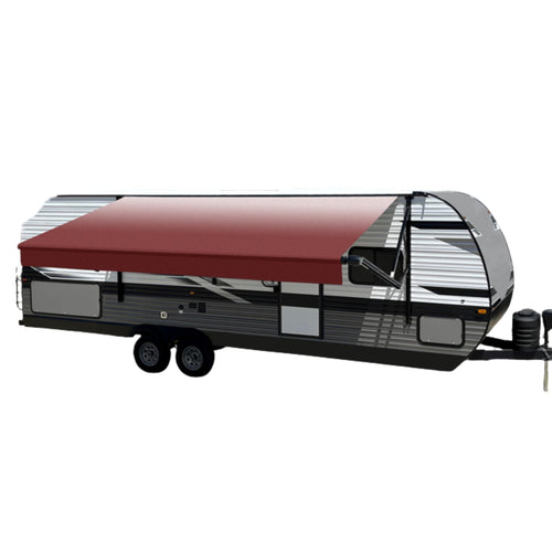 Burgundy Fade Velarium Canopy/Roll Tube 22' - Complete Canopy with 12V LED Light, Sewn Seams, Available Lengths from 10' to 22' - RVs, Tailgating, and Outdoor Events with Reliable Coverage