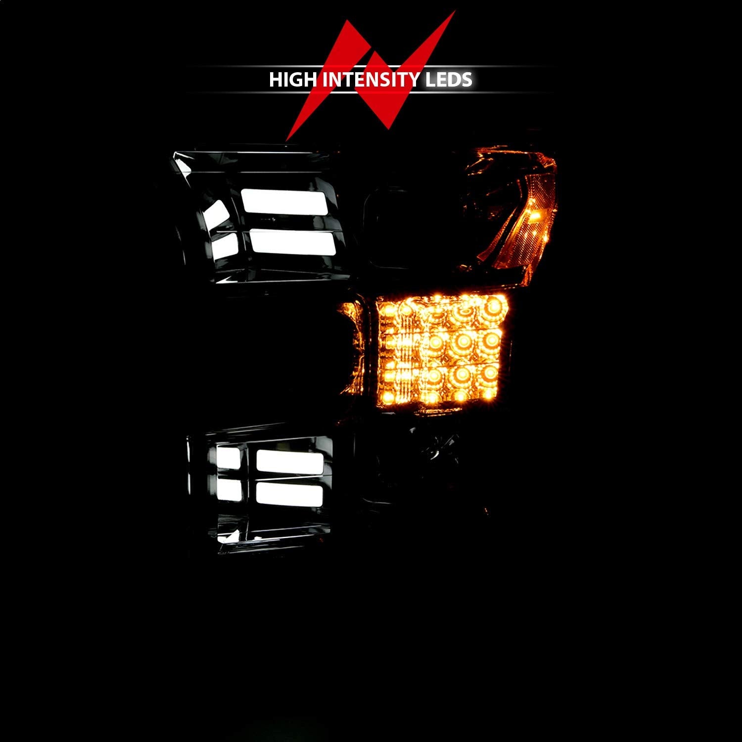 Projector Headlight Set Anzo USA 111409 w/Plank Style Design Chrome w/Amber Sequential Turn Signal