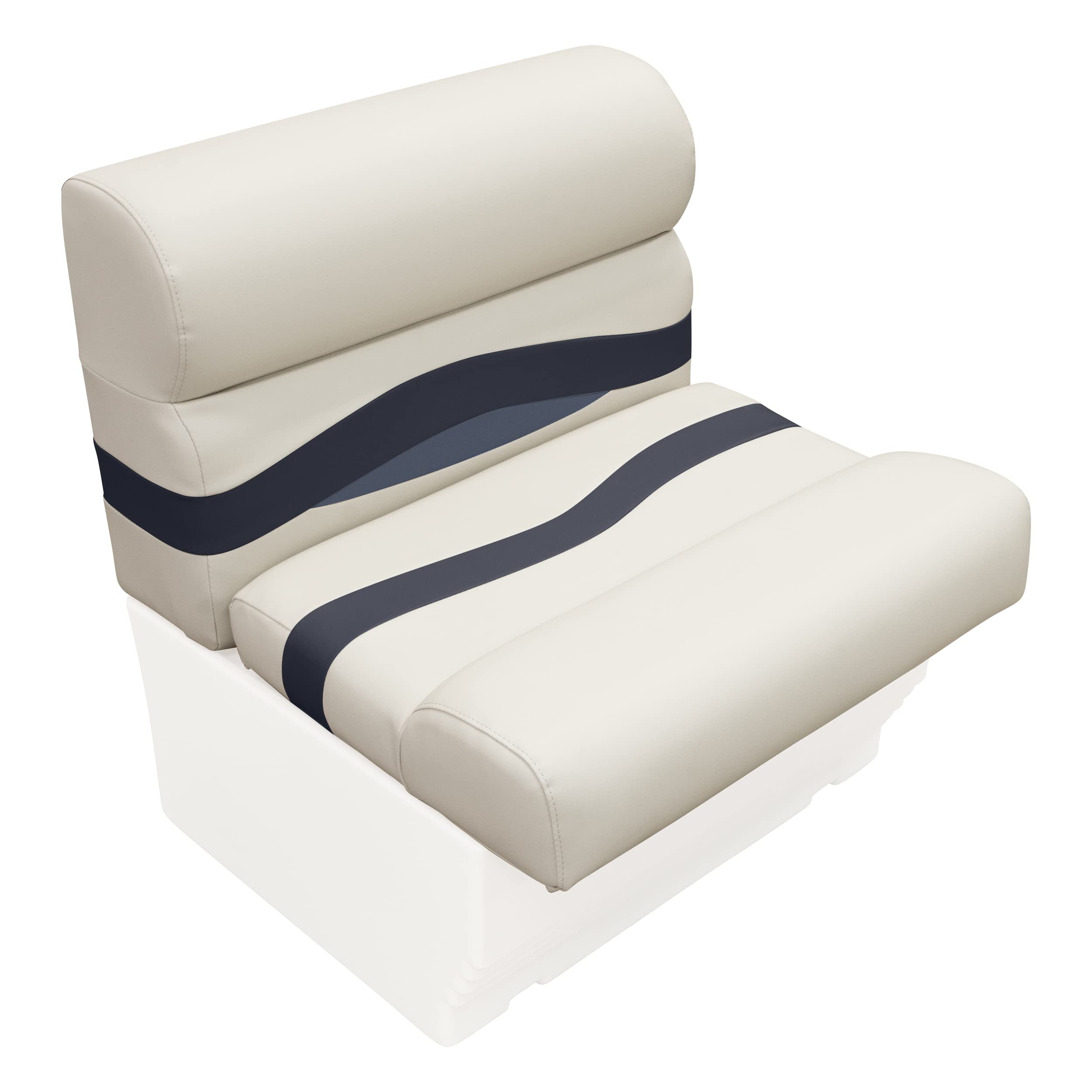 Wise Premier Series BM1143-986 Pontoon 27" Bench Seat Cushion Set, Platinum/Spectra Navy/Cobalt