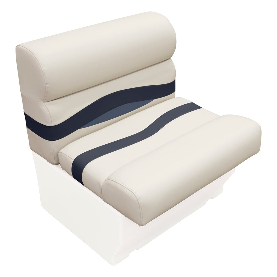 Wise Premier Series BM1143-986 Pontoon 27" Bench Seat Cushion Set, Platinum/Spectra Navy/Cobalt