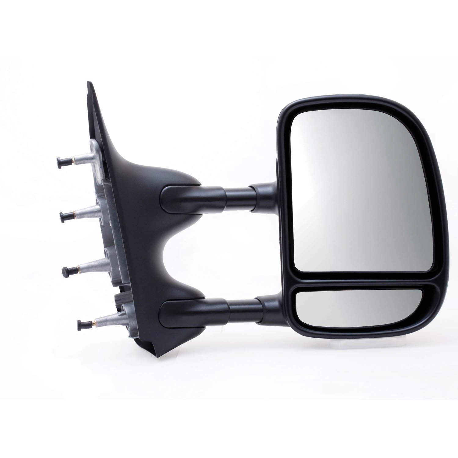 K Source Extendable Passenger Side Towing Mirror for 2002-2014 E Series, Textured Black, Manual, Adjustable, Dual Lens, Convex Mirror, Foldaway