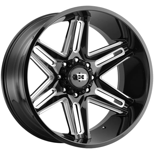 363 Razor Vision 20x12 8x6.5" -51mm Black/Milled Wheel Rim 20" Inch