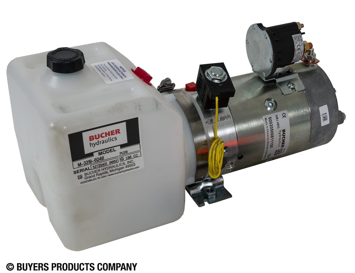3-Way Buyers Products PU319 Hydraulic Power Unit-Electric Controls Horizontal 0.75 Gallon Poly Reservoir, Commonly Used With Snow Plows & Dump Body Trucks