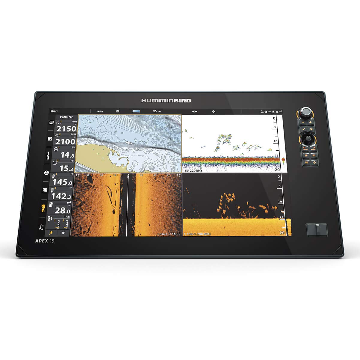 Humminbird APEX GPS 19 Fish Finder with Transducer, MEGA Side Imaging+ & HD Touchscreen