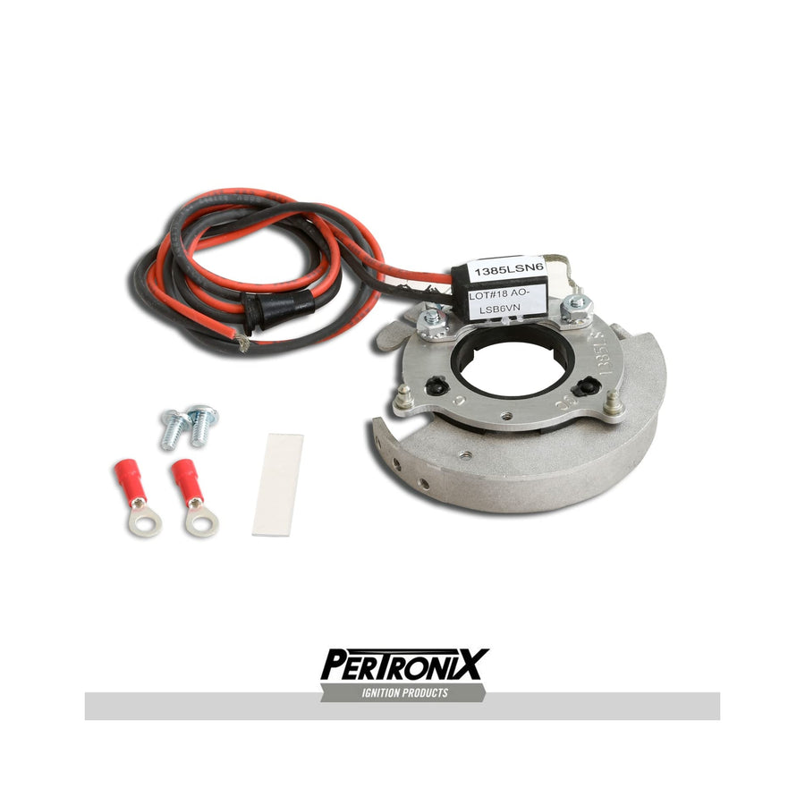 Chrysler Pertronix 1385LSN6 Ignitor - Dual Point 8cyl 6 Volt Neg IGNITOR KIT FOR ORIGINAL CHRYSLER DISTRIBUTORS. 8-CYLINDER, 6-VOLT NEGATIVE GROUND.