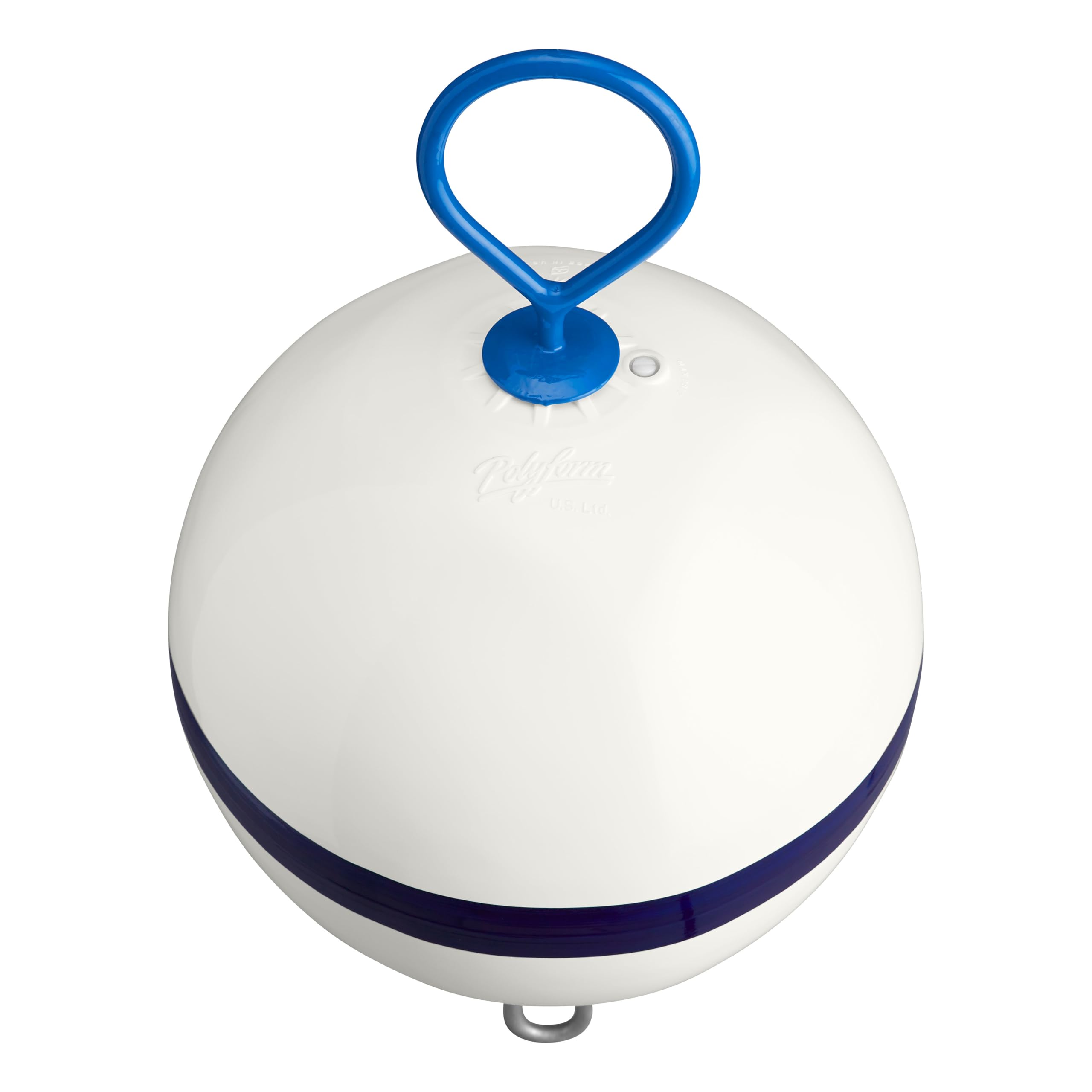 CM-3 Polyform Mooring Buoy - White W/Blue Stripe, Galvanized