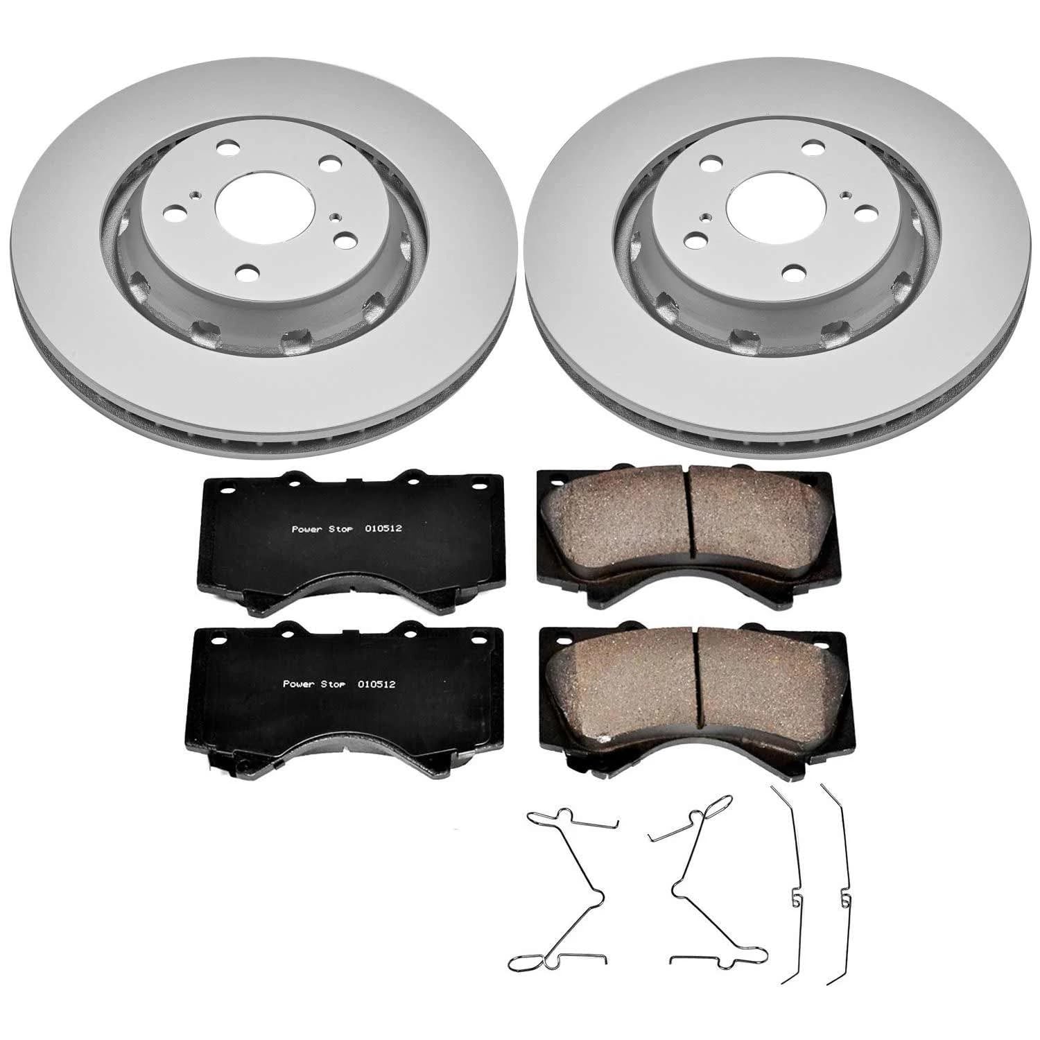 Coated Power Stop CRK2952 Brake Rotor & Ceramic Brake Pads- front