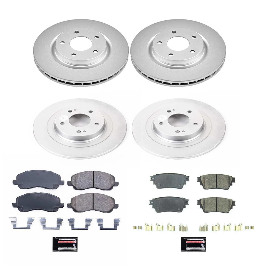 Power Stop Front and Rear CRK8397,Z17 Coated Rotor Kit-Coated Brake Rotors, Ceramic Brake Pads For Mitsubishi Outlander 2017-2020 [Model Specific]