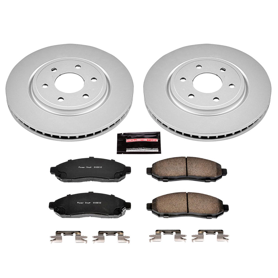 Coated Power Stop CRK142 Brake Rotor & Ceramic Brake Pads- front