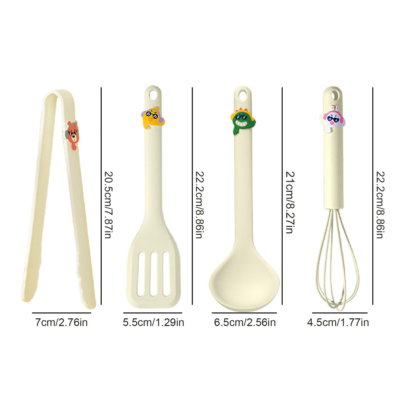 4 Pieces Silicone Kitchen Utensil Set, Non-Stick Heat Resistant Spatula with Whisk and Tongs, Kitchen Utensil Set for Frying