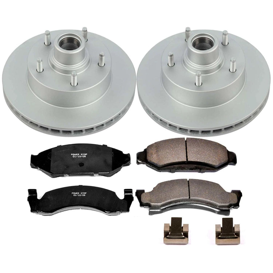Power Stop Z17 Coated Rotor CRK1766 Front Brake Kit-Coated Brake Rotors & Ceramic Brake Pads For Ford E-150 Econoline, Ford E-150 Econoline Club Wagon, Ford F-150 [Model Specific]