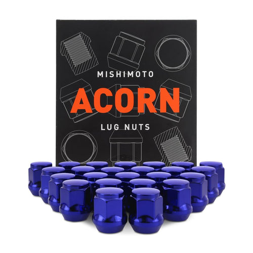 Mishimoto Lug Nuts Steel, M12x1.5, Acorn Seat, 24pc Set, Blue