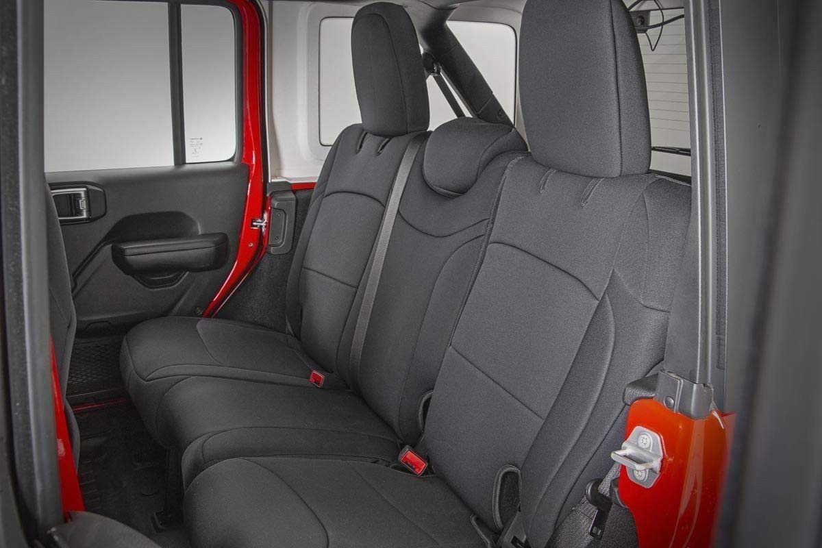 Rough Country Seat Covers Neoprene for 18-22 Jeep Wrangler JL | 4-Door - 91012,Black, Front/Rear