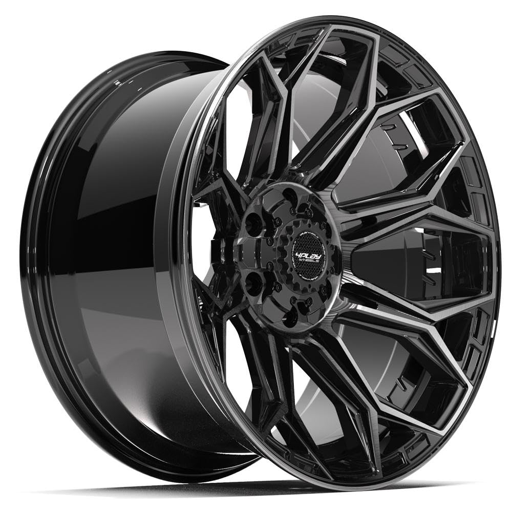4PLAY Wheels 20 Inch Rim 4P83 Fits 6x135 & 6x139.7 20x10 Gloss Black Brushed with Tinted Clear (1)
