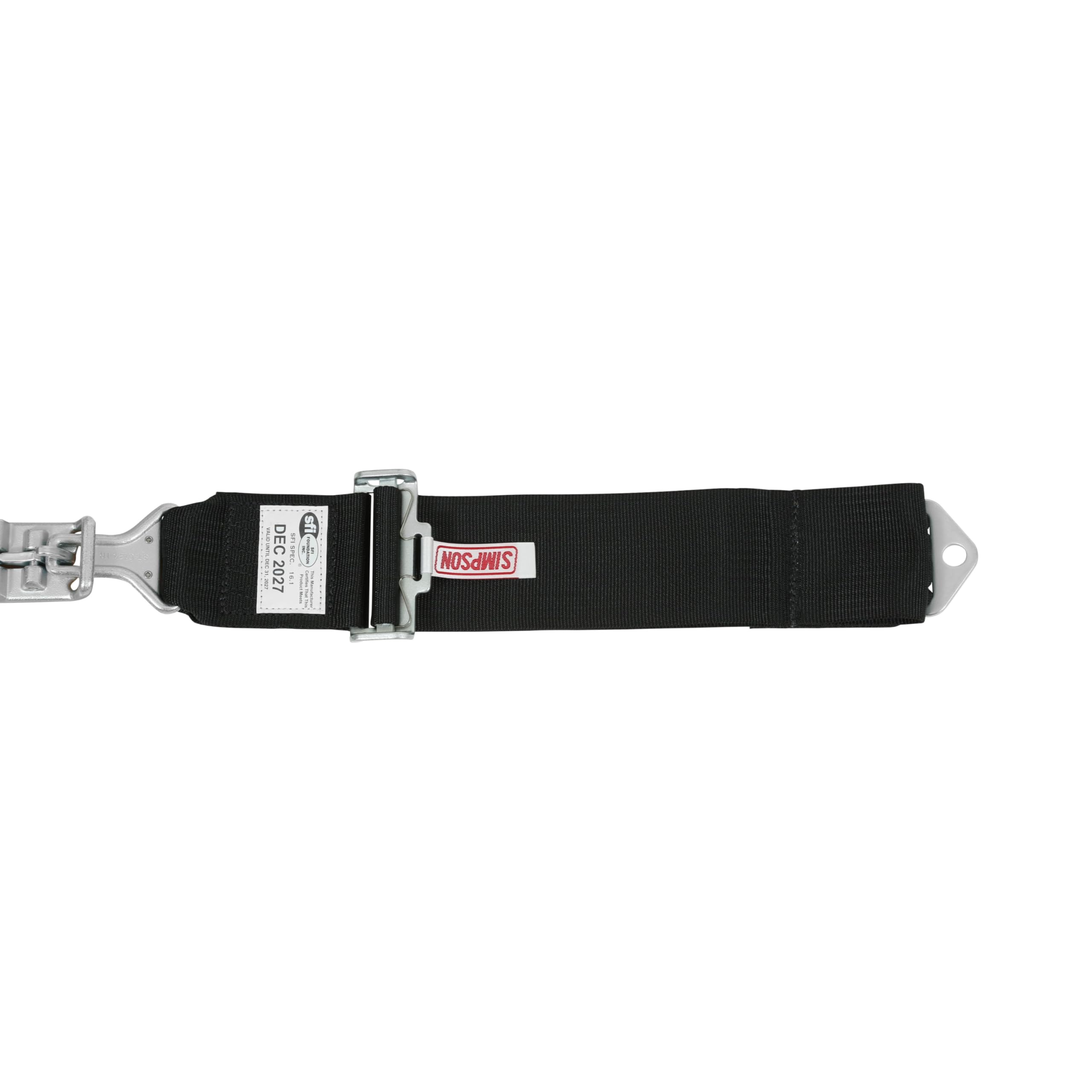 Lap Belt Simpson Racing 29024BK - SFI 16.1 - Latch & Link - 55 inch - Pull Down - Bolt-In - Black