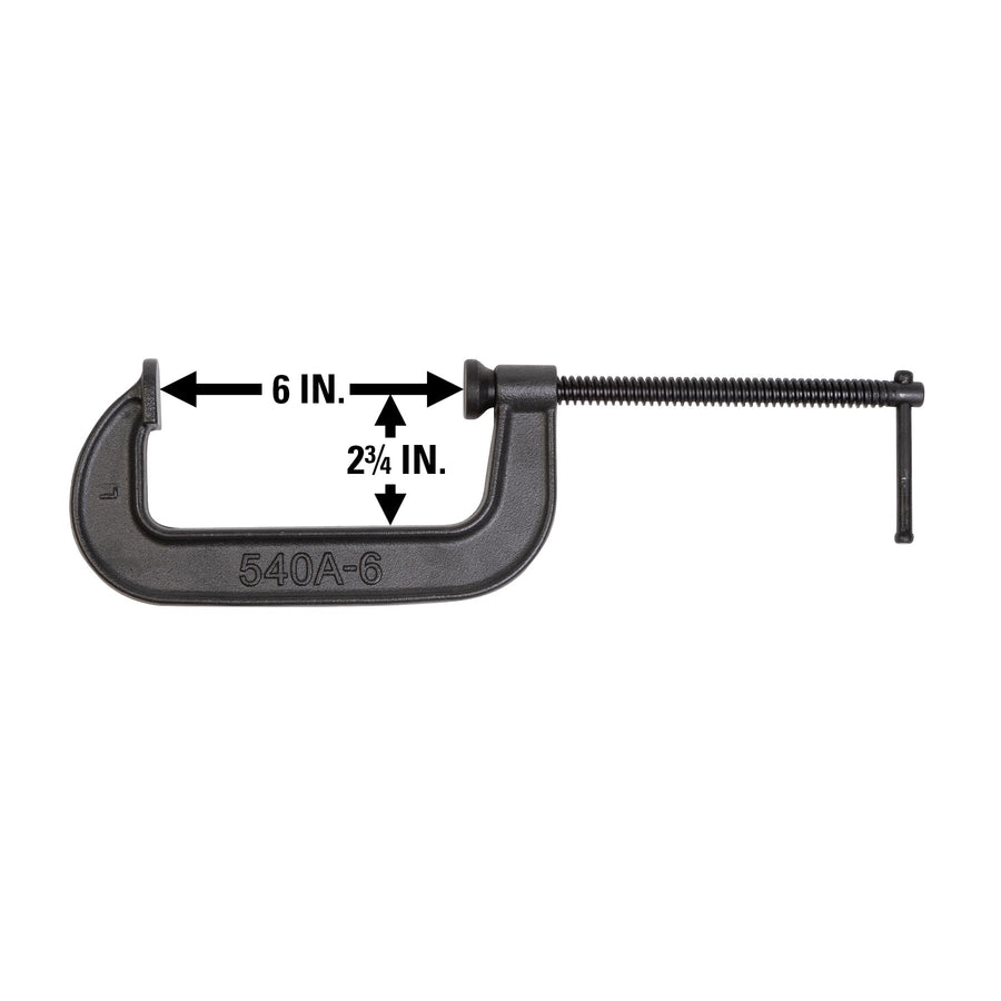 C-Clamp Wilton, 6" Opening, 2-3/4" Throat, 2450 Lbs. Clamping Force (Model 540A-6)