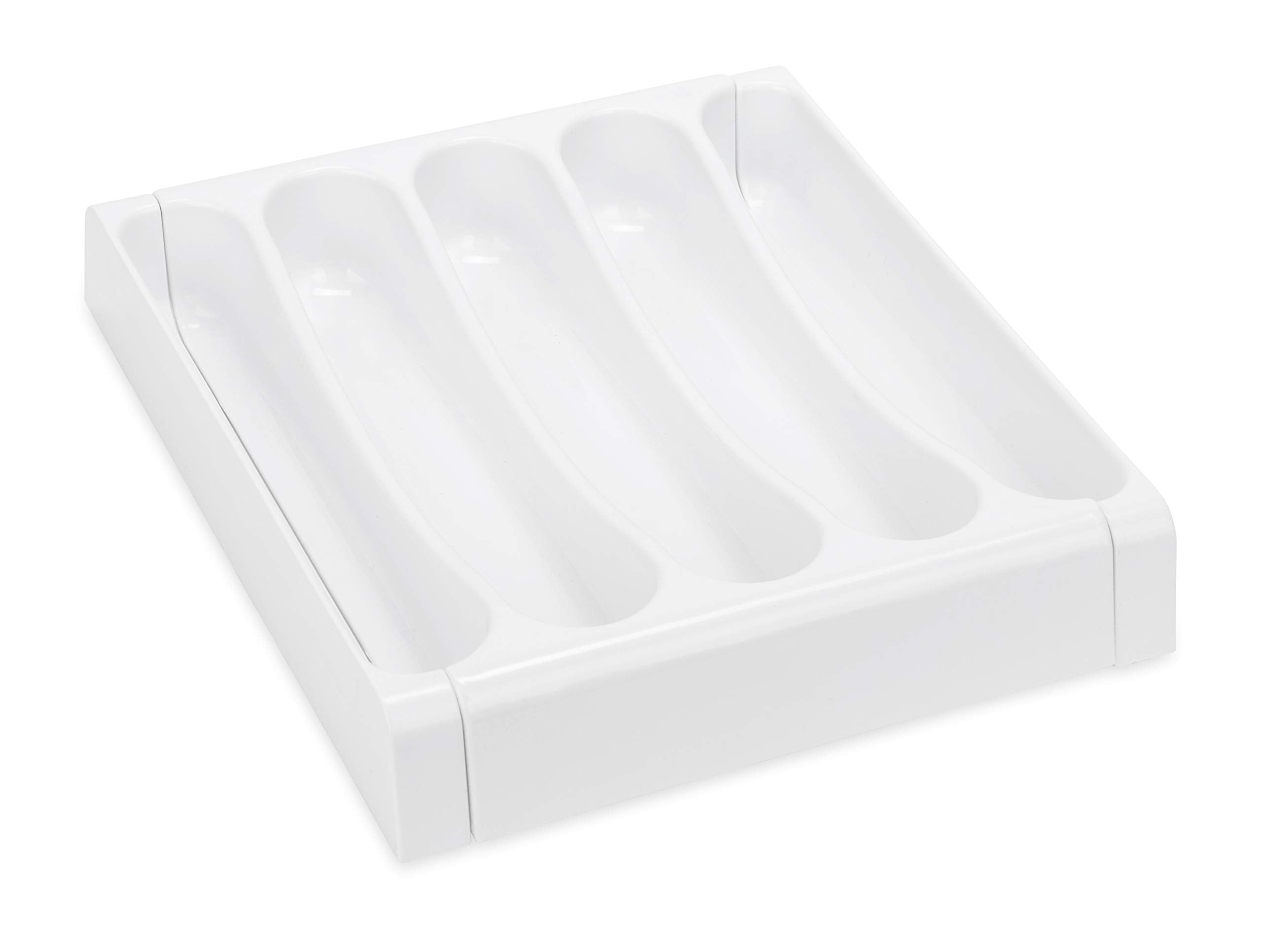 Camco Cutlery Adjustable Tray - Designed for RV and Compact Kitchen Drawers, Adjusts Between 9" and 13" for an Easy Custom Fit -White (43503)