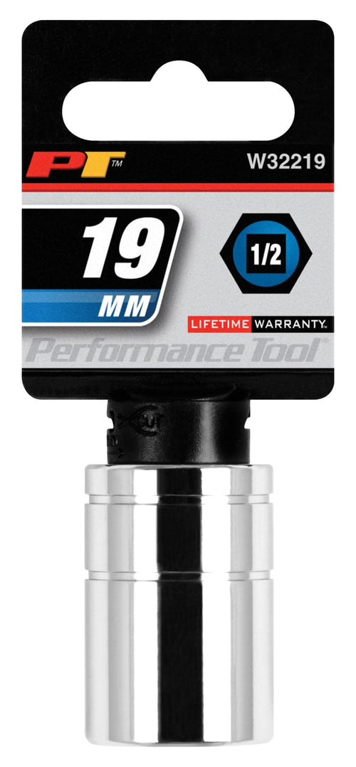 W32219 Performance Tool 1/2 Drive 19mm 6Point Socket, 1 Pack