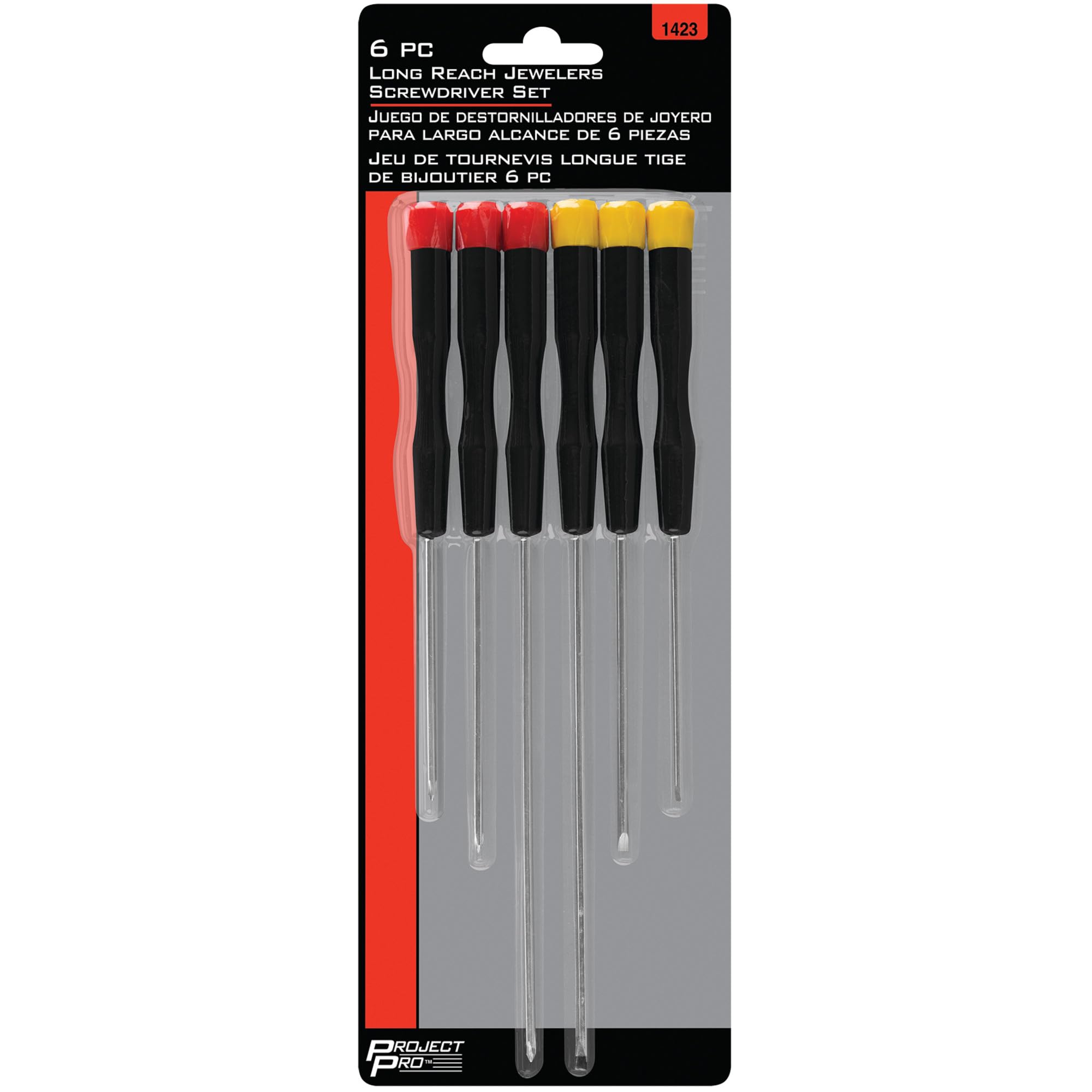 Extra Long Shaft Performance Tool 1423 Screwdriver Set with Swiveling Handle, 6-Piece
