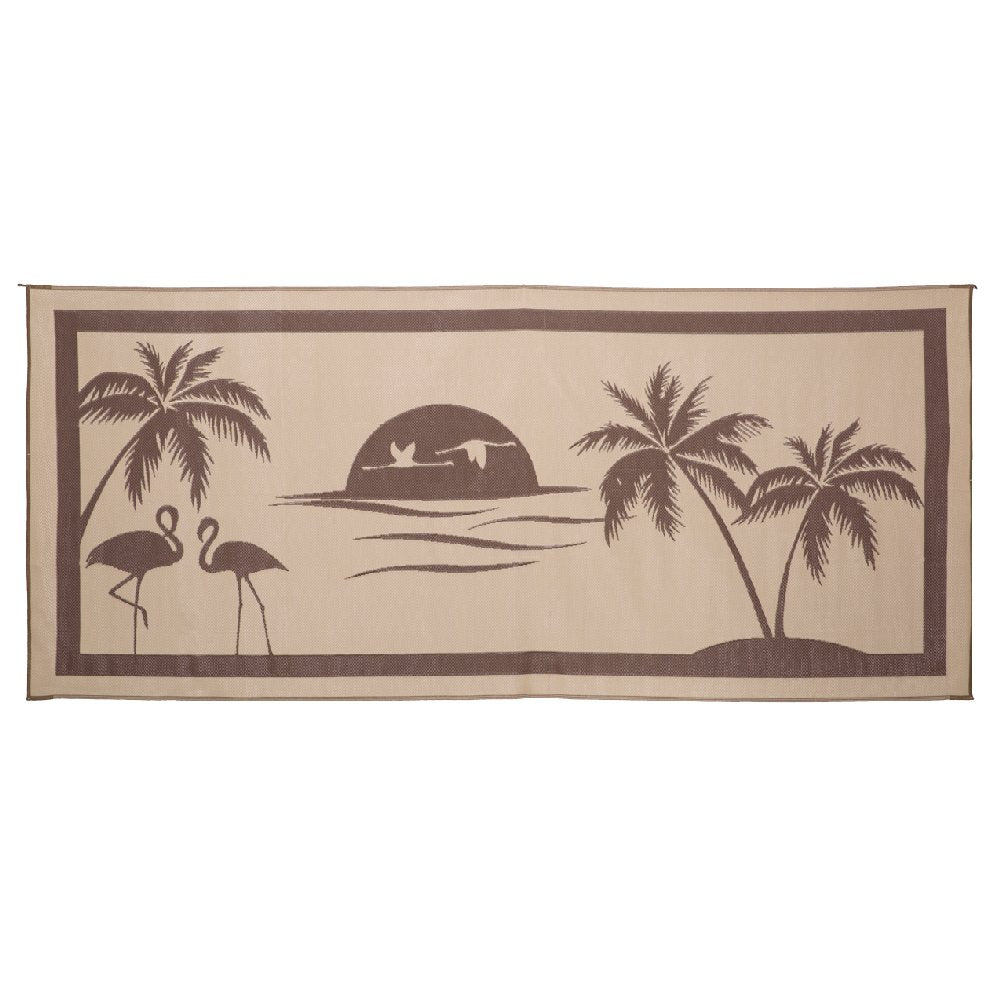 Camping Stylish TO8187 Brown/Beige 8' x 18' Tropical Oasis Mat, 1 Pack