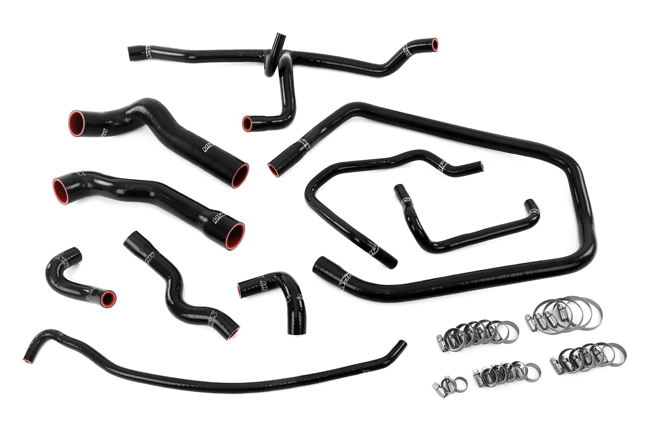 HPS Performance Silicone Black Radiator, Heater, Throttle Body, Expansion Tank Coolant Hose Kit Compatible for 1992-1995 BMW 325i 325is 2.5L E36 M50, 57-2083-BLK