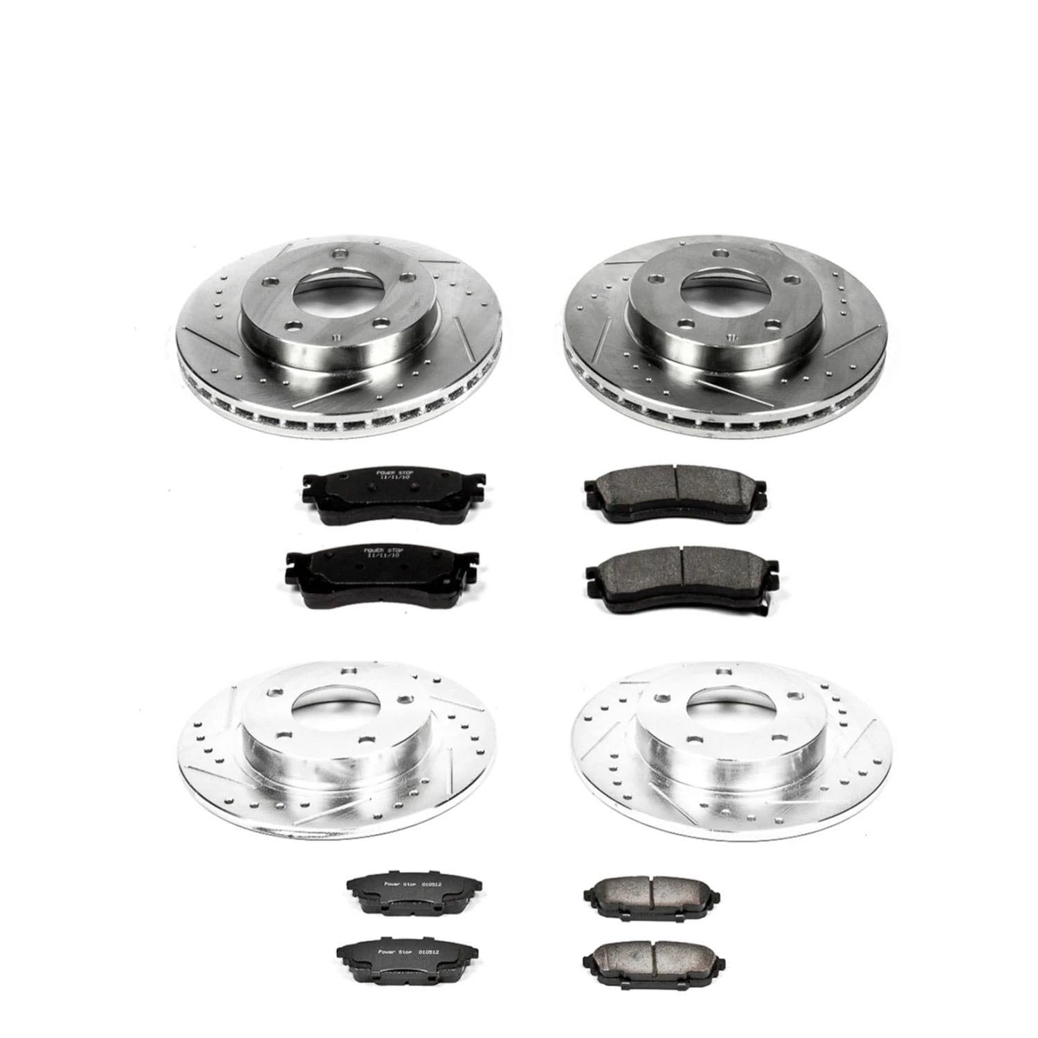 Power Stop K789 Z23 Carbon Fiber Brake Pads Front and Rear with Drilled & Slotted Brake Rotors Kit For Mazda Protege 2001-2003, Mazda Protege5 2002-2003 [Model Specific]