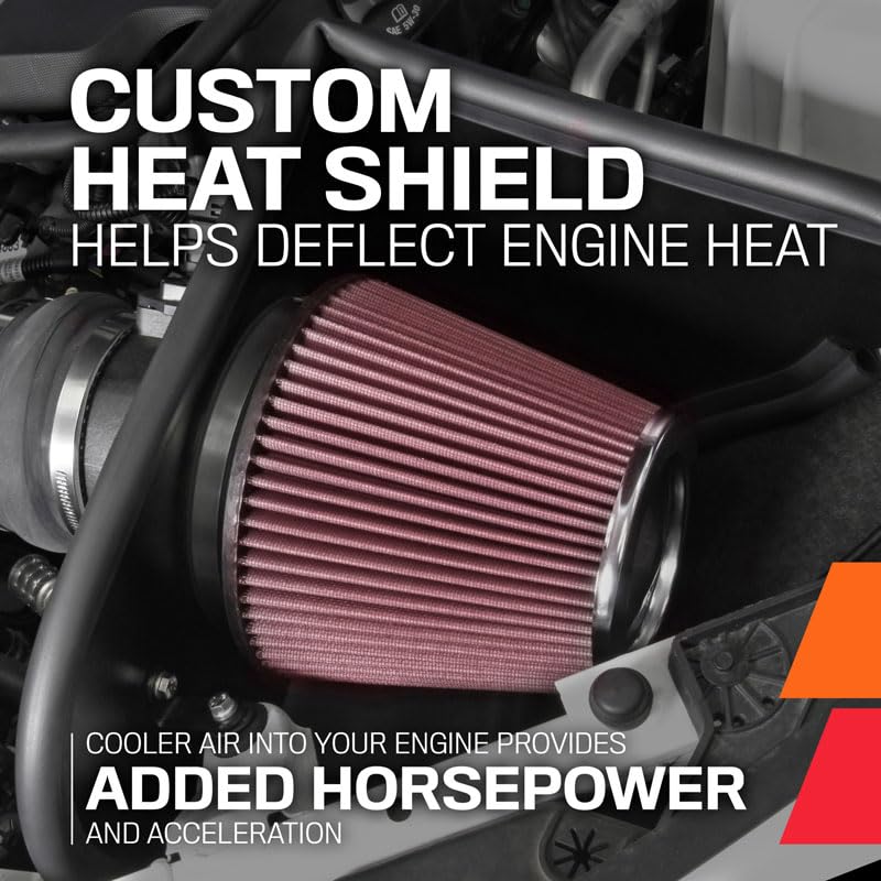 Cold Air Intake System K&N: High-Flow Air Filter, Increase Performance & Acceleration: Compatible with 2015-2017 Ford: Mustang, 57-2589