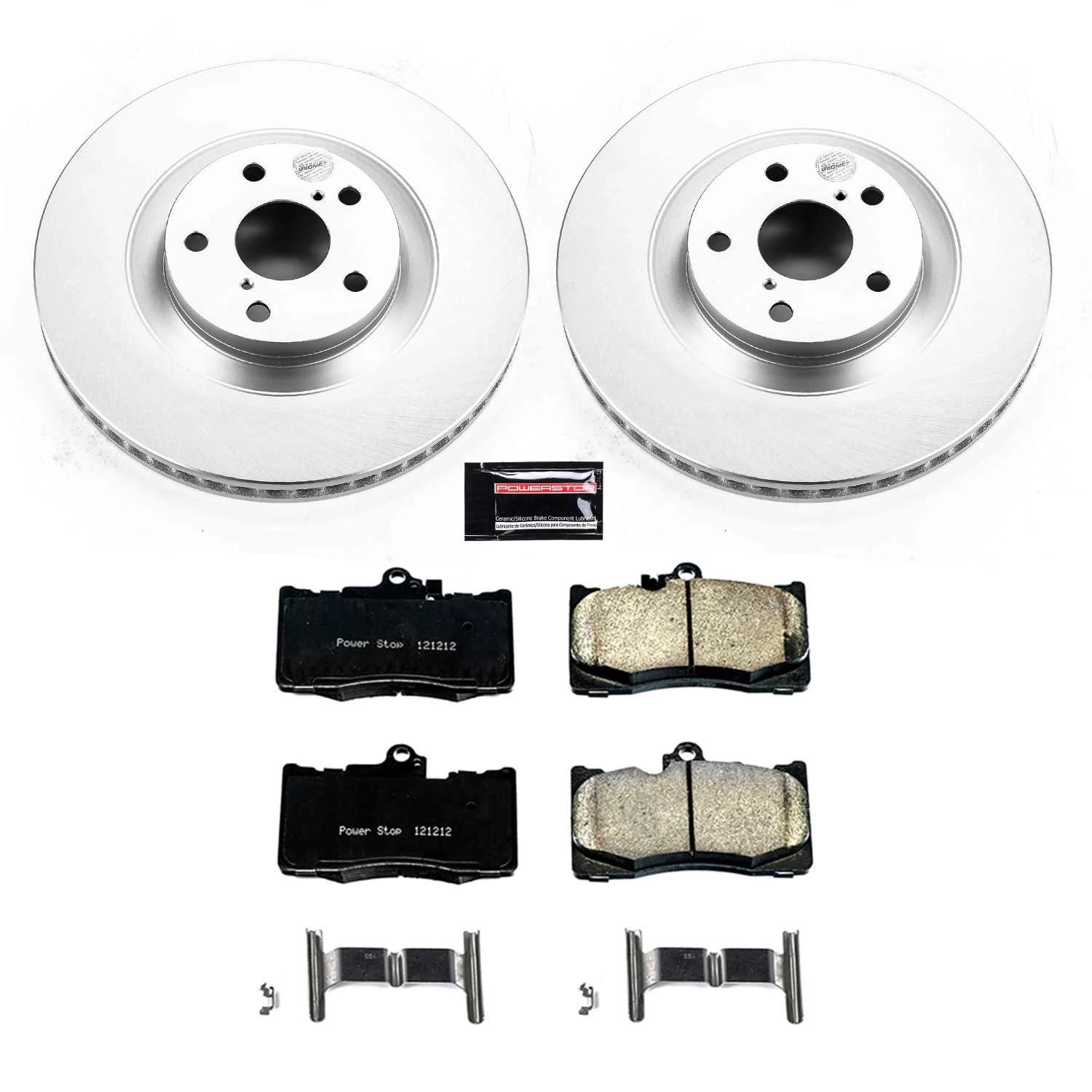 Power Stop Coated Brake Rotor and Ceramic Brake Pads CRK6355- Front For GS200t, GS300, GS350, GS450h, IS200t, IS300, IS350, RC200t, RC300, RC350 [Model Specific]