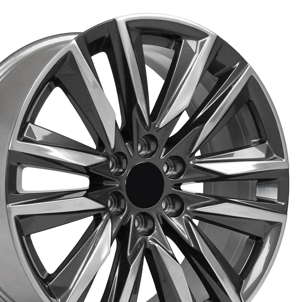 22 Inch OE Wheels CA91 Rim Fits Escalade Sport Style 6x139.7 22x9 Gloss Gunmetal with Polished Face - Hollander 4869 (1)