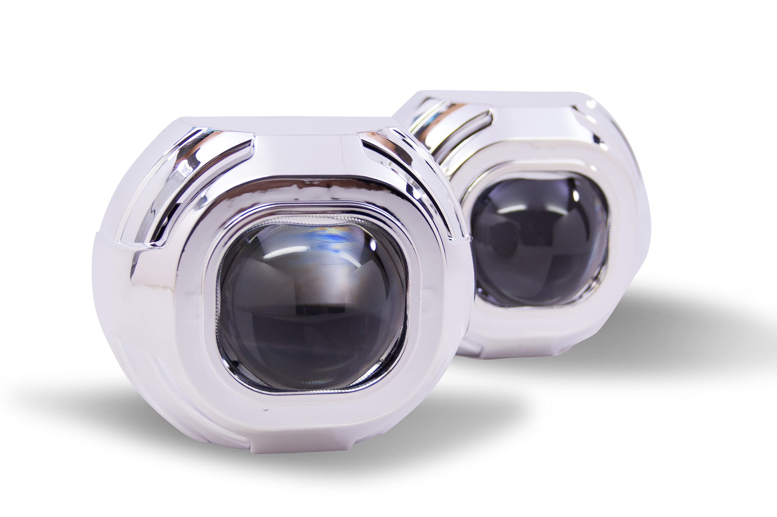 Apollo 2.0 Morimoto Square Projector Shroud, Chrome Finish Bezel with Mounting Clips for Custom Projector Retrofits (1x S290)