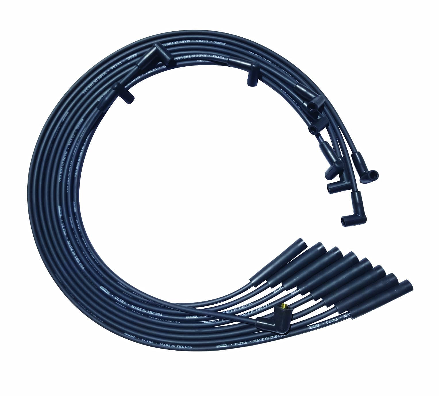 Moroso Ultra Series Black Spark Plug Wires, Mopar Chrysler 361/383/400/440, HEI Distributor, Straight Plug Ends
