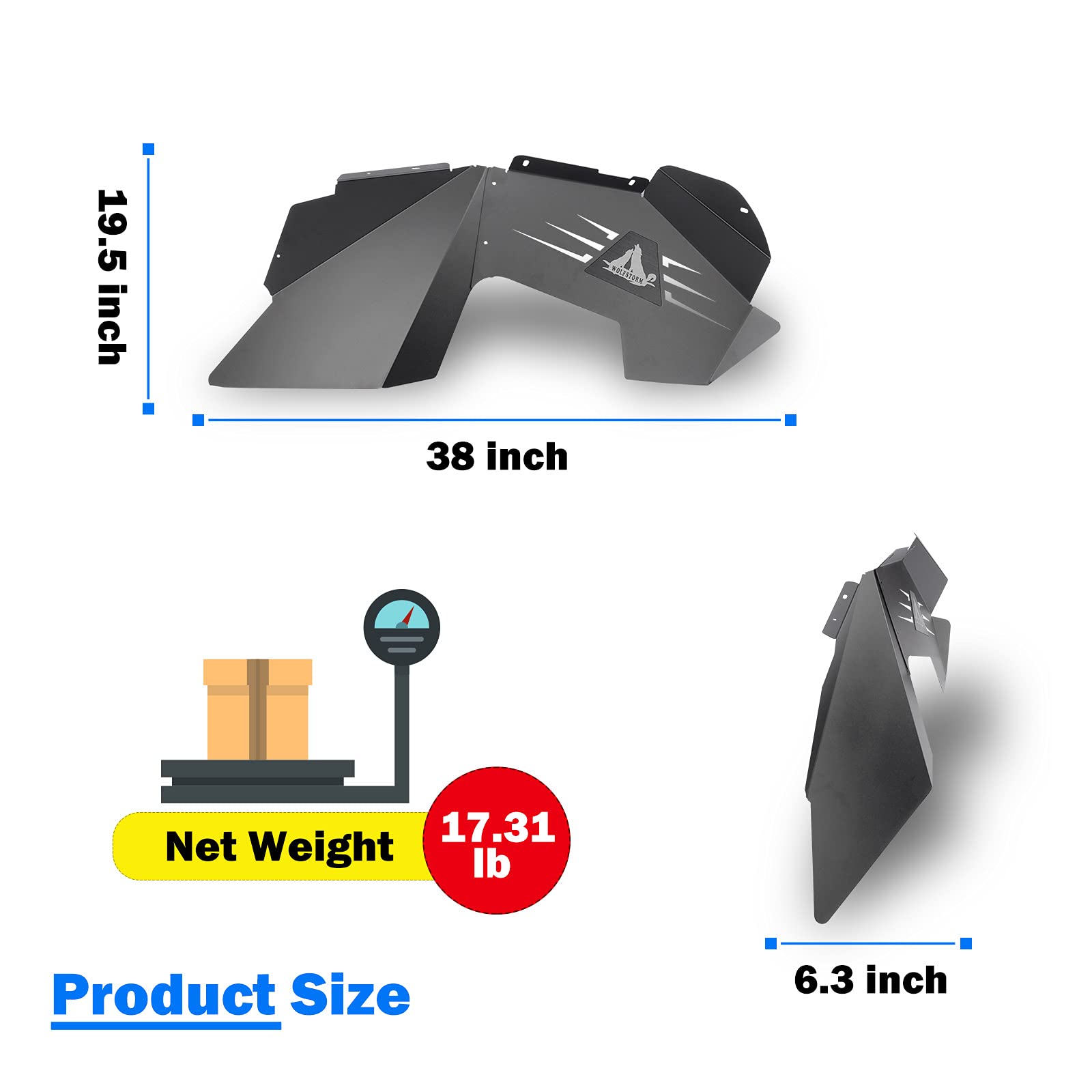 WOLFSTORM Fender Flares Front Liners for 2007-2018 Jeep Wrangler JK/JKU,2 PCS Steel Inner Front Fender Flares Liner Compatible for 2007-2018 Jeep Wrangler JK & JKU,Black