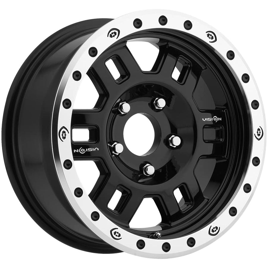 398 Vision Manx Gloss Black Machined Lip 16X7 Wheel Rim (0 offset, 5-4.75)