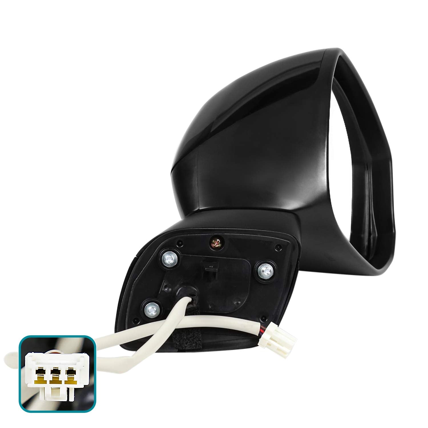 Spec-D Tuning Power Adjust Right Passenger Side Glossy Black 3-Pin Manual Fold Side Mirror Compatible with 2012-2015 Honda Civic