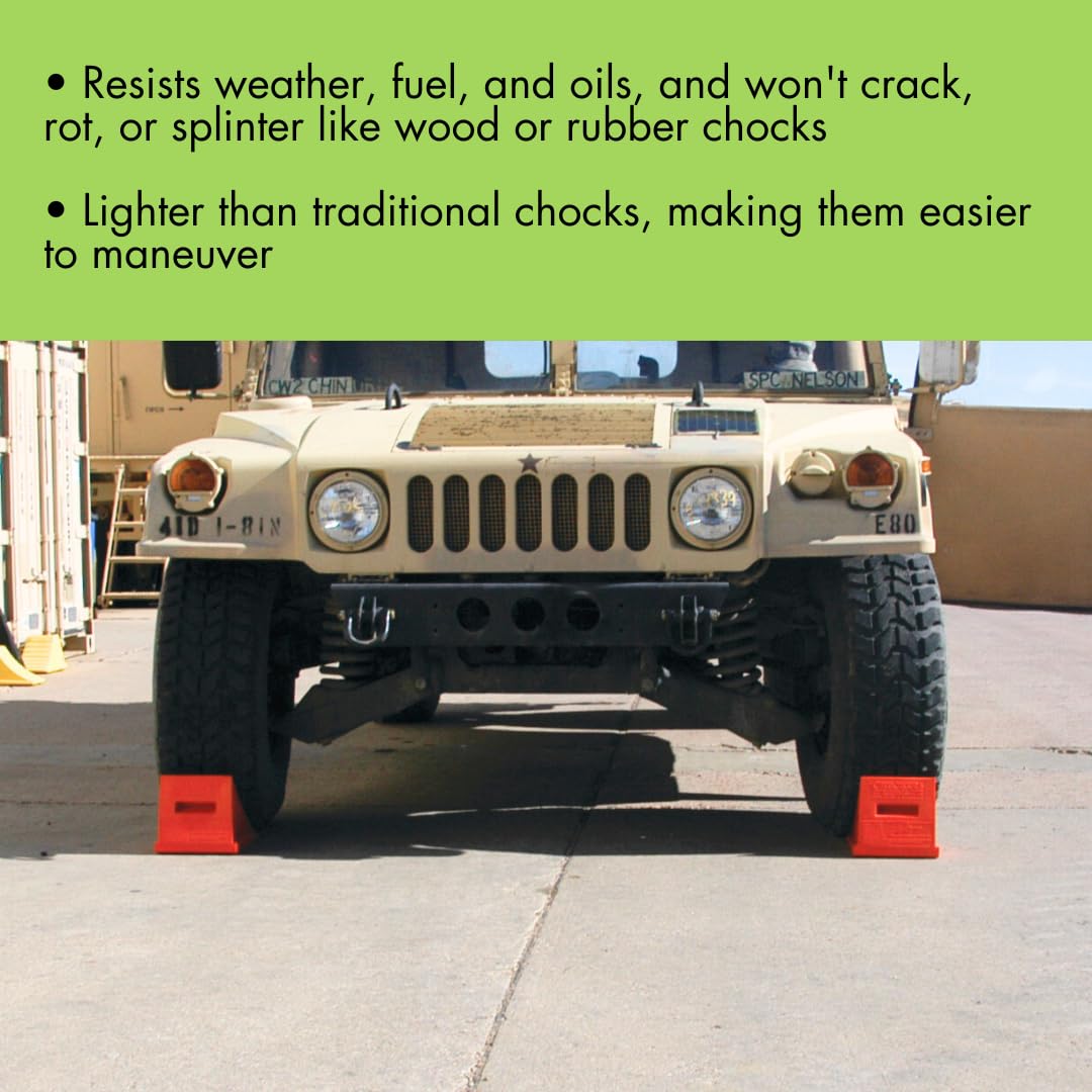 One Checkers Large Wheel Chock for 27-35" Tires, Heavy Duty Wheel Chocks for Semi Trucks, Utility, Tractor Trailer, 30k lb Load Capacity, Made in The USA, Polyurethane, UC1700
